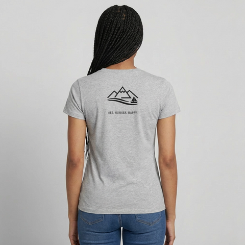 Hungry Collective Lake Days T-Shirt: Frauen - Grau meliert