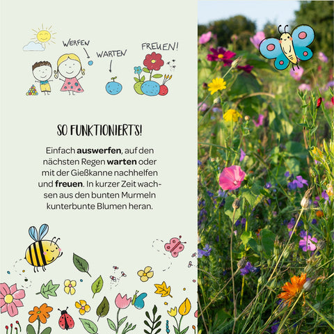 10x5 Blumenmurmeln im Tütchen "Möhren" - Frohe Ostern