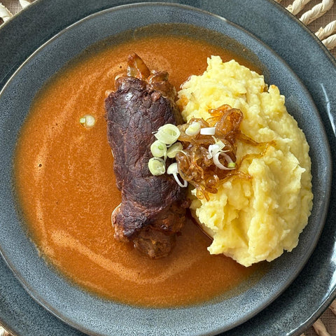 Rouladen mit Kartoffelbrei und Blaukraut