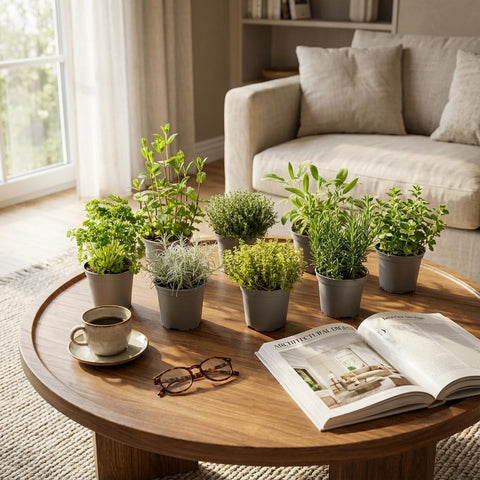Kräutermischung – 8 Kräuterpflanzen – Ø12cm – Höhe 12–15cm – Küchenkräuter Mix mit Basilikum Oregano Thymian Rosmarin – Für Küche Balkon & Garten