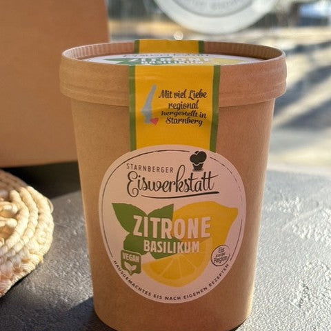 Zitrone-Basilikum Eis (vegan)